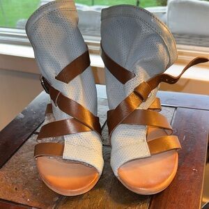 Miz Mooz Brown and Light Strappy Sandals.